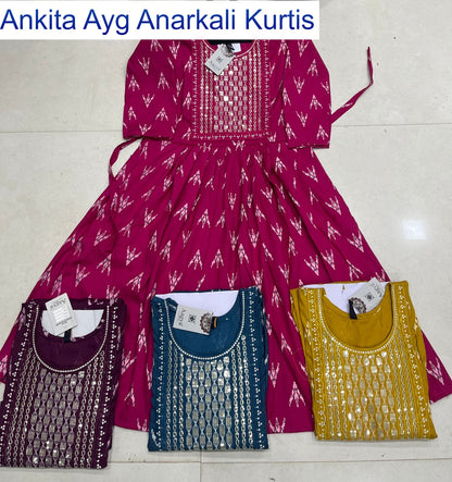 Ankita Ayg Two Tone Anarkali Kurtis Supplier India
