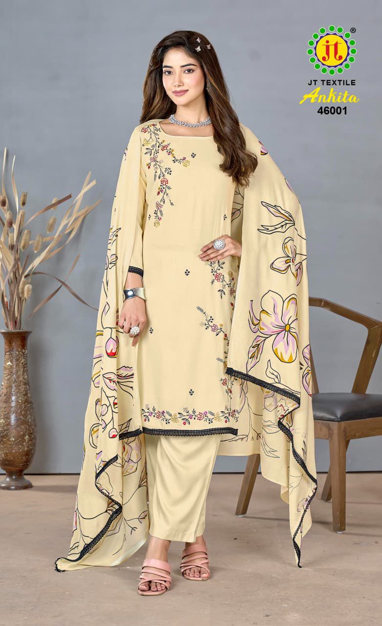Ankita Vol 46 Jt Rayon Pant Style Suits Wholesaler Ahmedabad