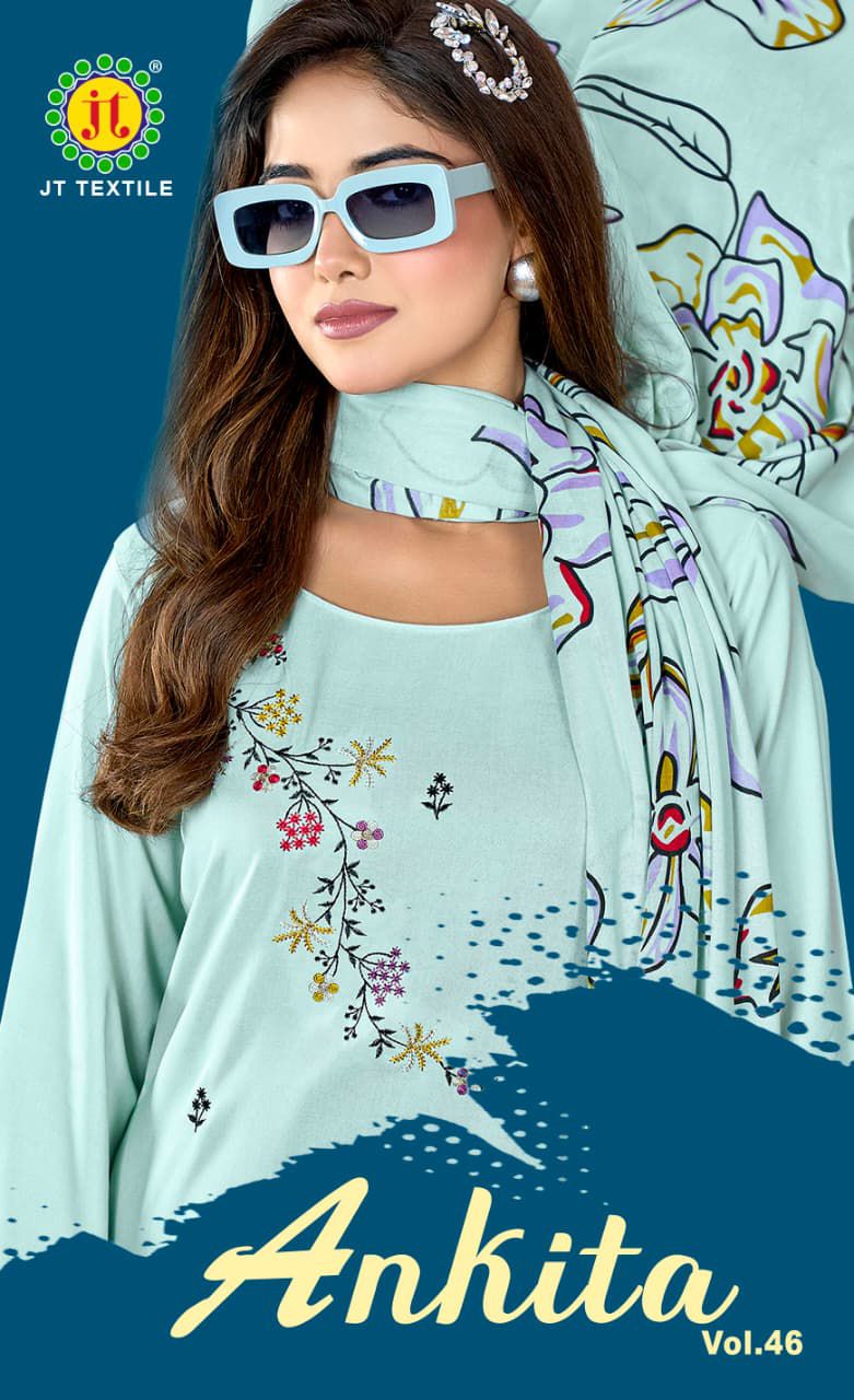 Ankita Vol 46 Jt Rayon Pant Style Suits Wholesaler Ahmedabad