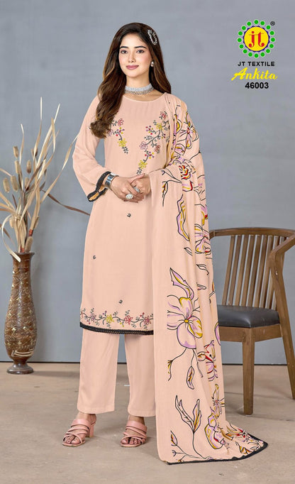 Ankita Vol 46 Jt Rayon Pant Style Suits Wholesaler Ahmedabad