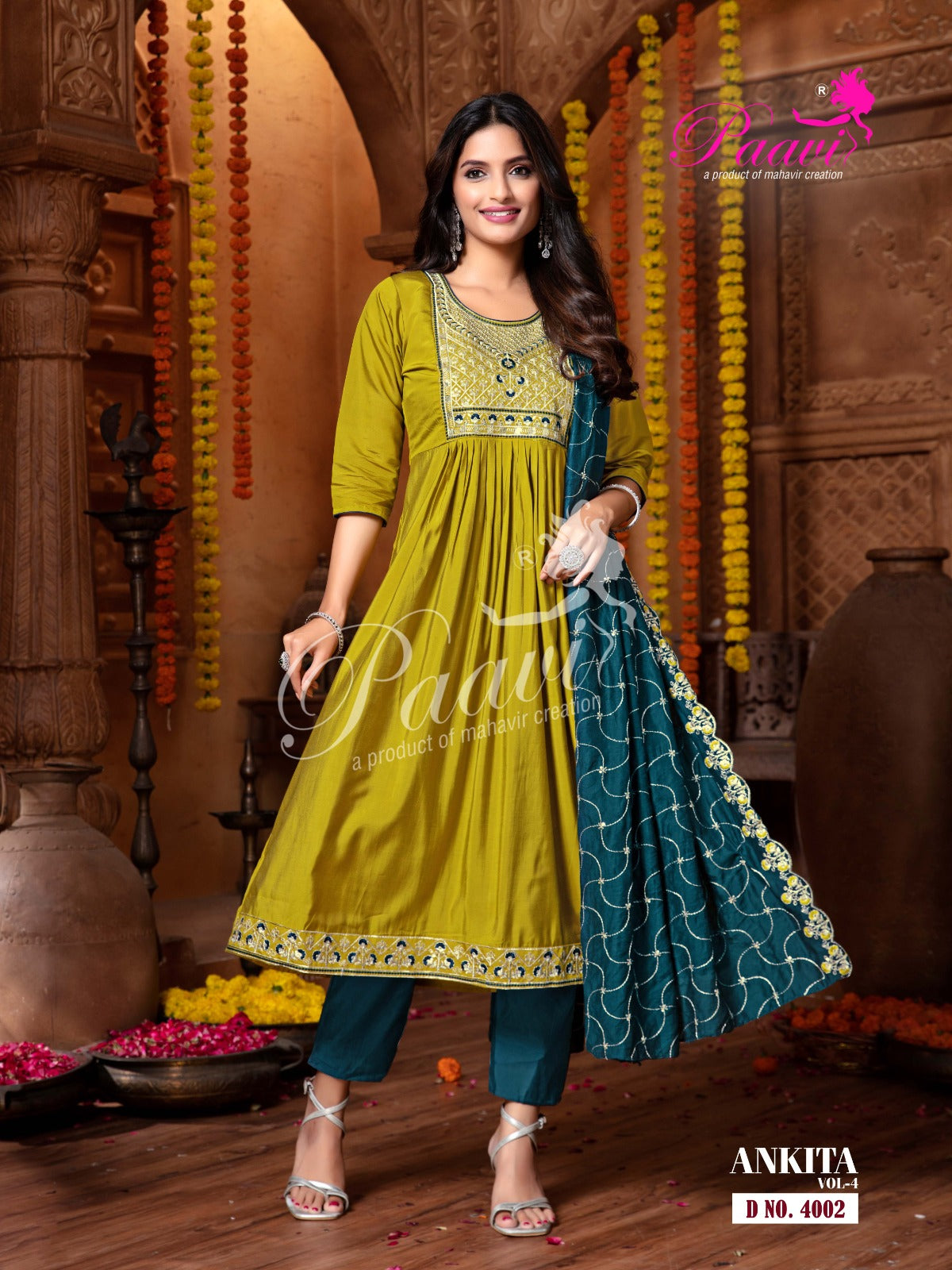 Ankita Vol 4 Paavi Roman Readymade Anarkali Suits Wholesaler Ahmedabad