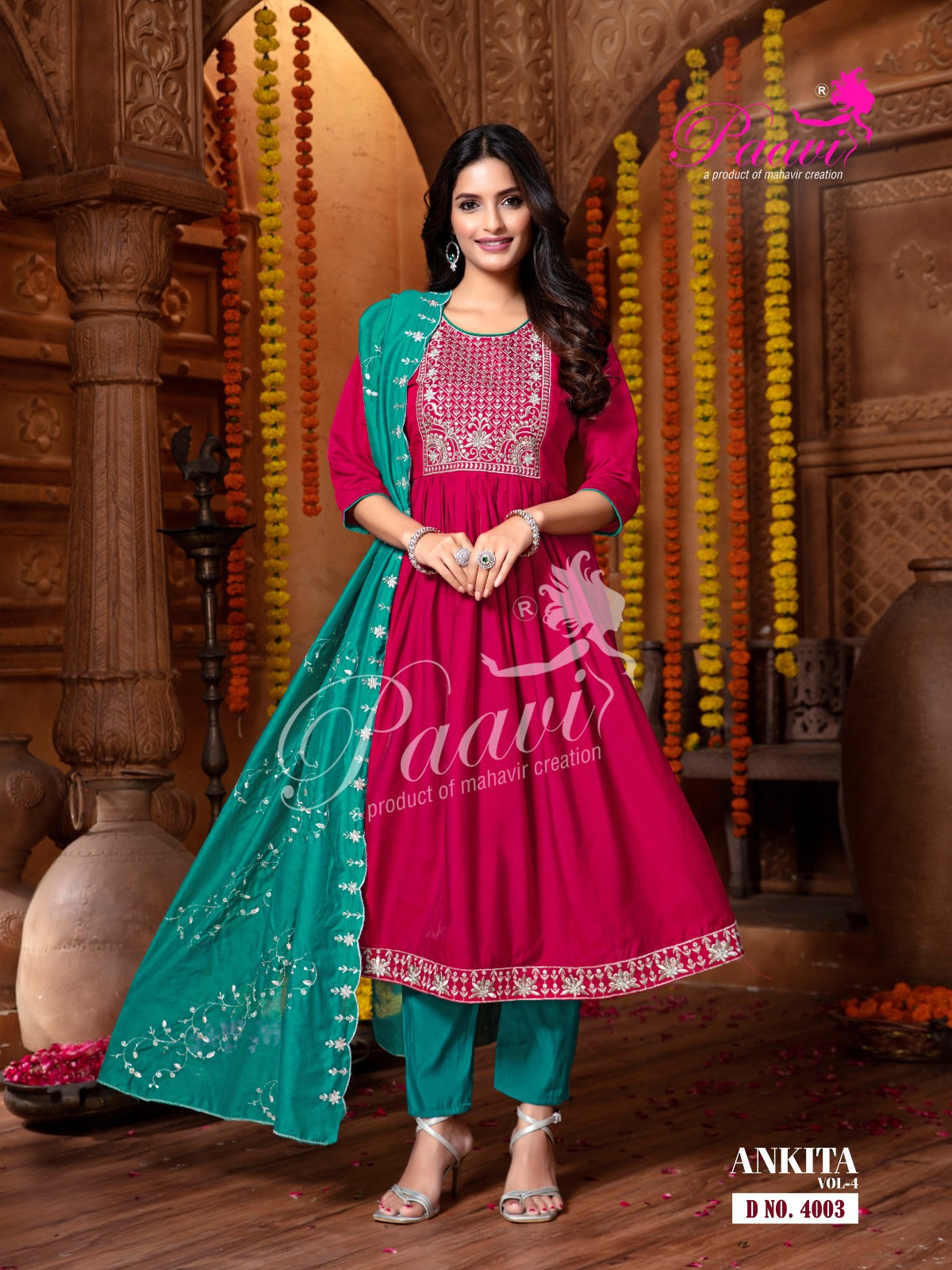 Ankita Vol 4 Paavi Roman Readymade Anarkali Suits Wholesaler Ahmedabad