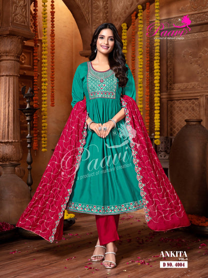 Ankita Vol 4 Paavi Roman Readymade Anarkali Suits Wholesaler Ahmedabad