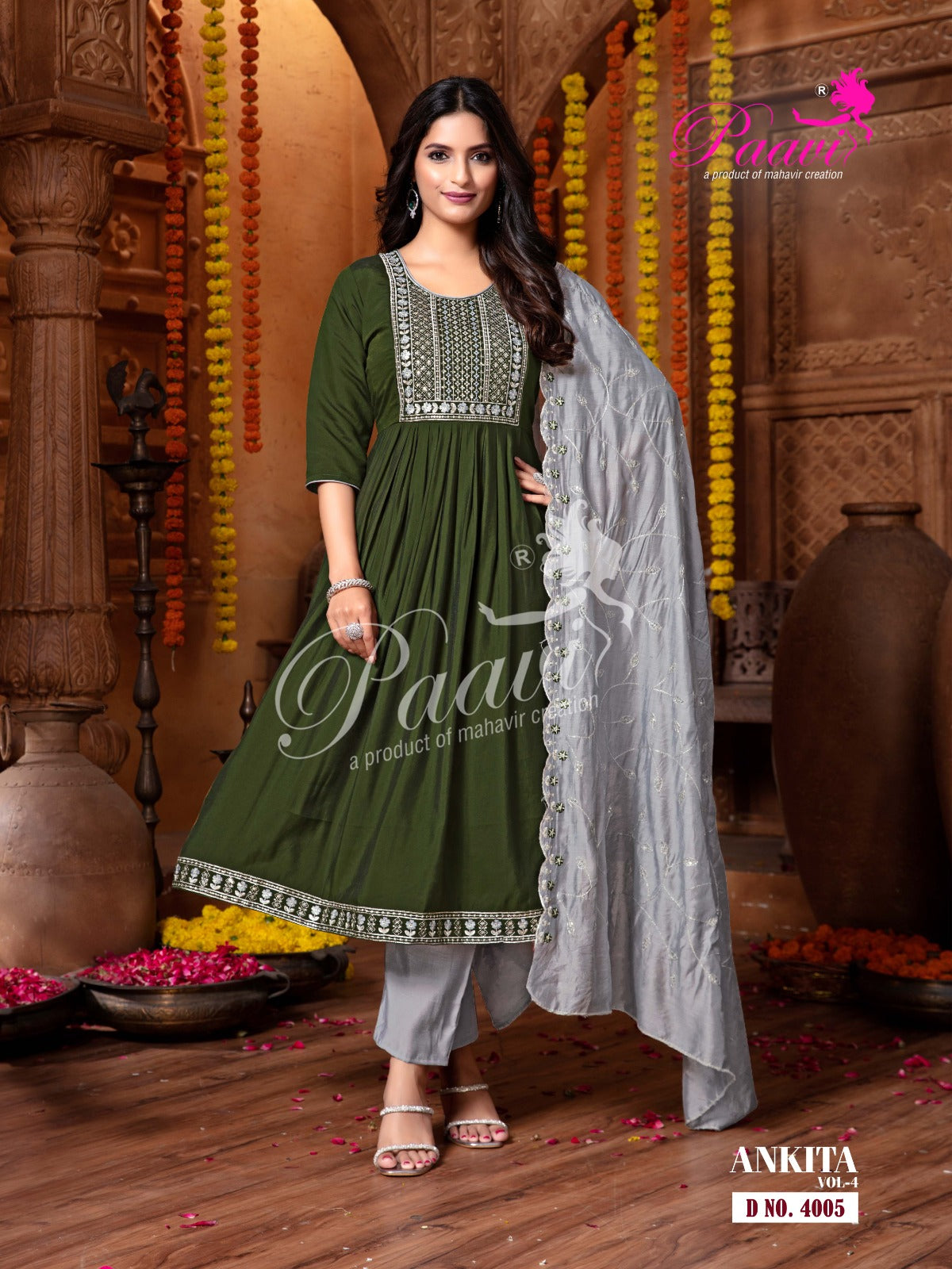 Ankita Vol 4 Paavi Roman Readymade Anarkali Suits Wholesaler Ahmedabad