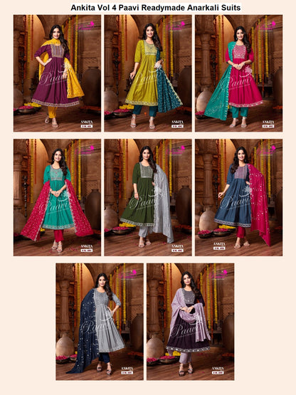 Ankita Vol 4 Paavi Roman Readymade Anarkali Suits Wholesaler Ahmedabad