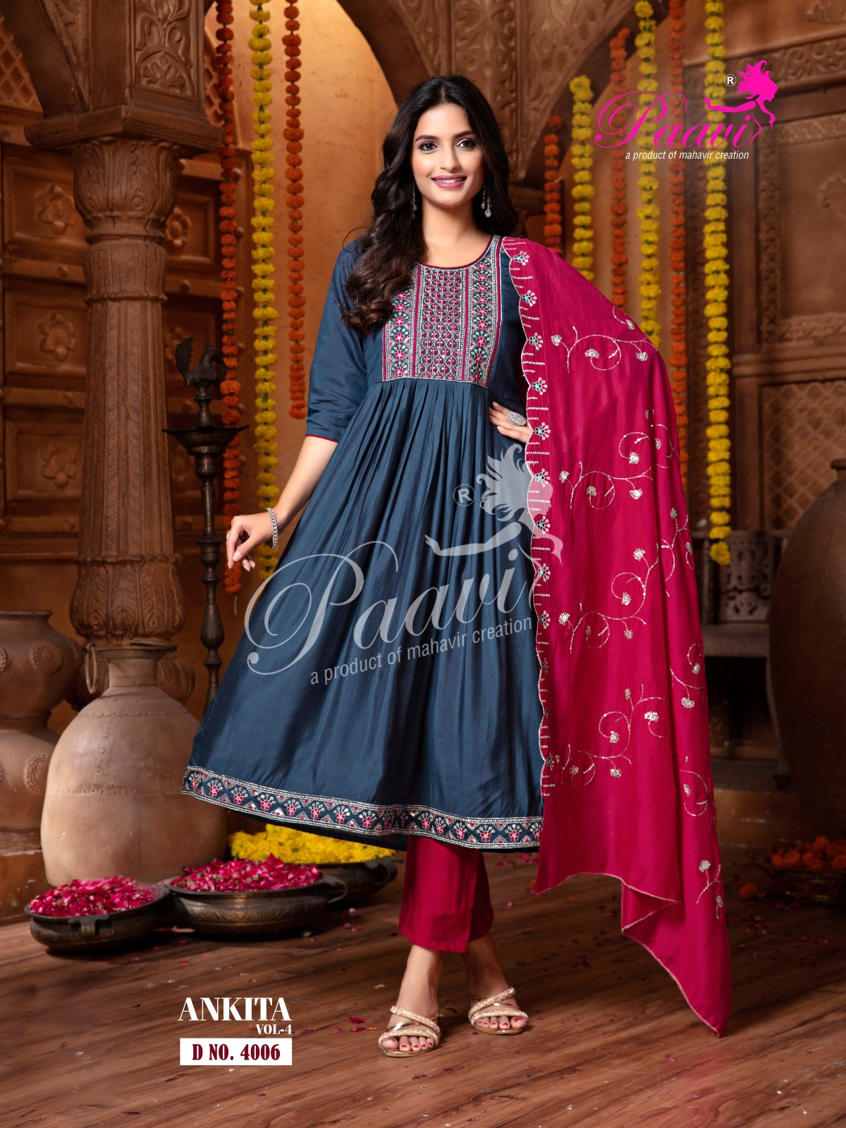 Ankita Vol 4 Paavi Roman Readymade Anarkali Suits Wholesaler Ahmedabad