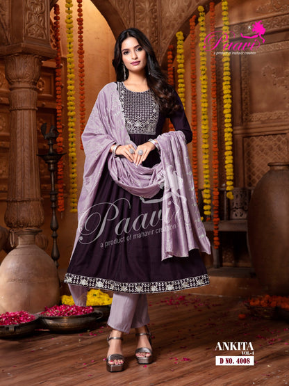 Ankita Vol 4 Paavi Roman Readymade Anarkali Suits Wholesaler Ahmedabad