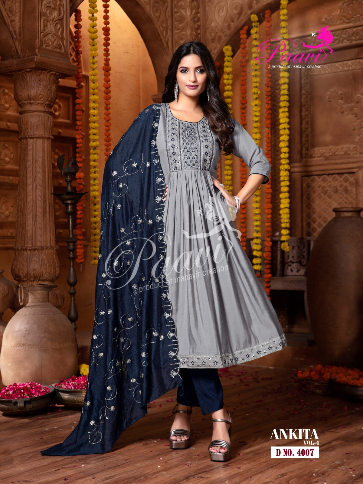 Ankita Vol 4 Paavi Roman Readymade Anarkali Suits Wholesaler Ahmedabad