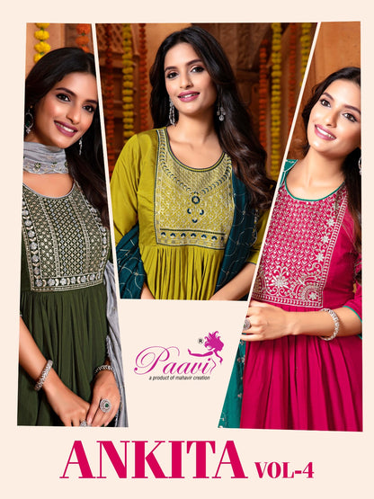 Ankita Vol 4 Paavi Roman Readymade Anarkali Suits Wholesaler Ahmedabad