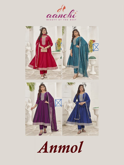 Anmol Aanchi Vichitra Silk Readymade Anarkali Suits Exporter Gujarat
