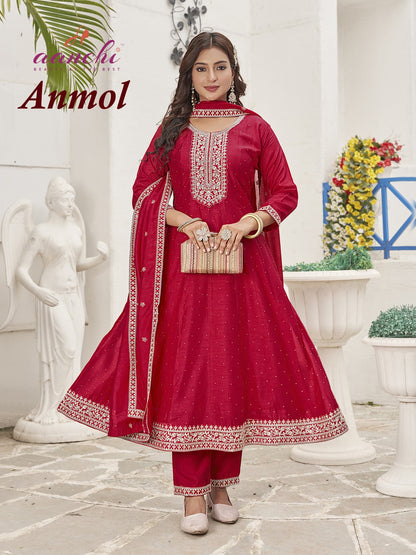 Anmol Aanchi Vichitra Silk Readymade Anarkali Suits Exporter Gujarat