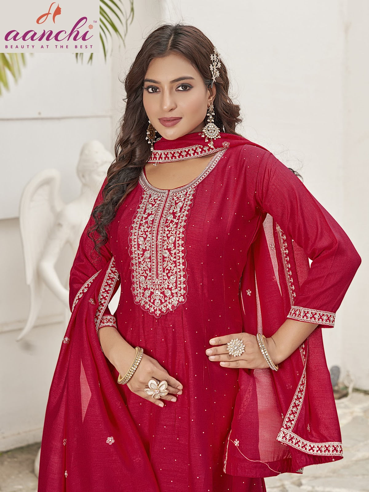 Anmol Aanchi Vichitra Silk Readymade Anarkali Suits Exporter Gujarat