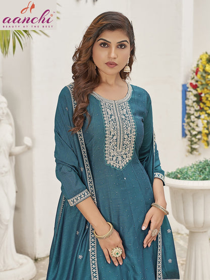 Anmol Aanchi Vichitra Silk Readymade Anarkali Suits Exporter Gujarat