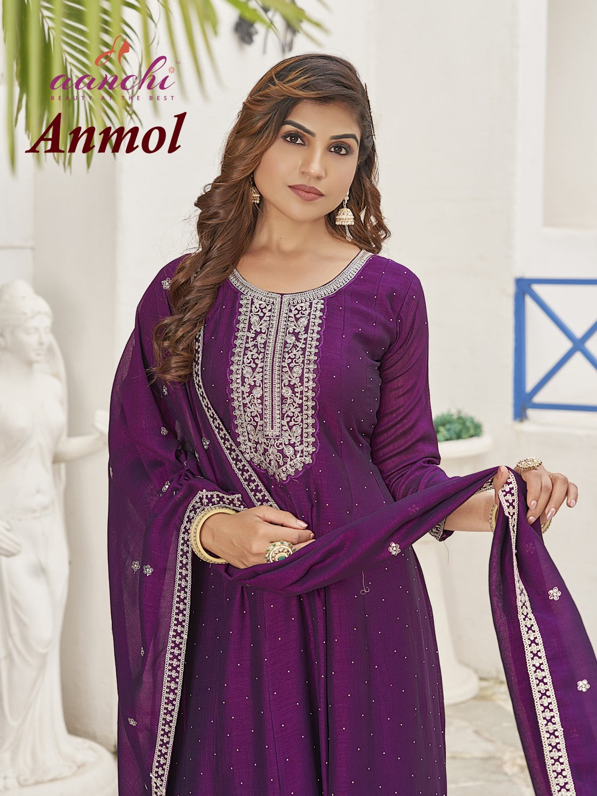 Anmol Aanchi Vichitra Silk Readymade Anarkali Suits Exporter Gujarat