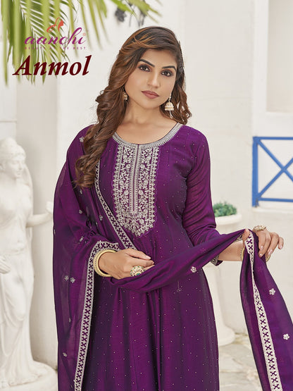 Anmol Aanchi Vichitra Silk Readymade Anarkali Suits Exporter Gujarat