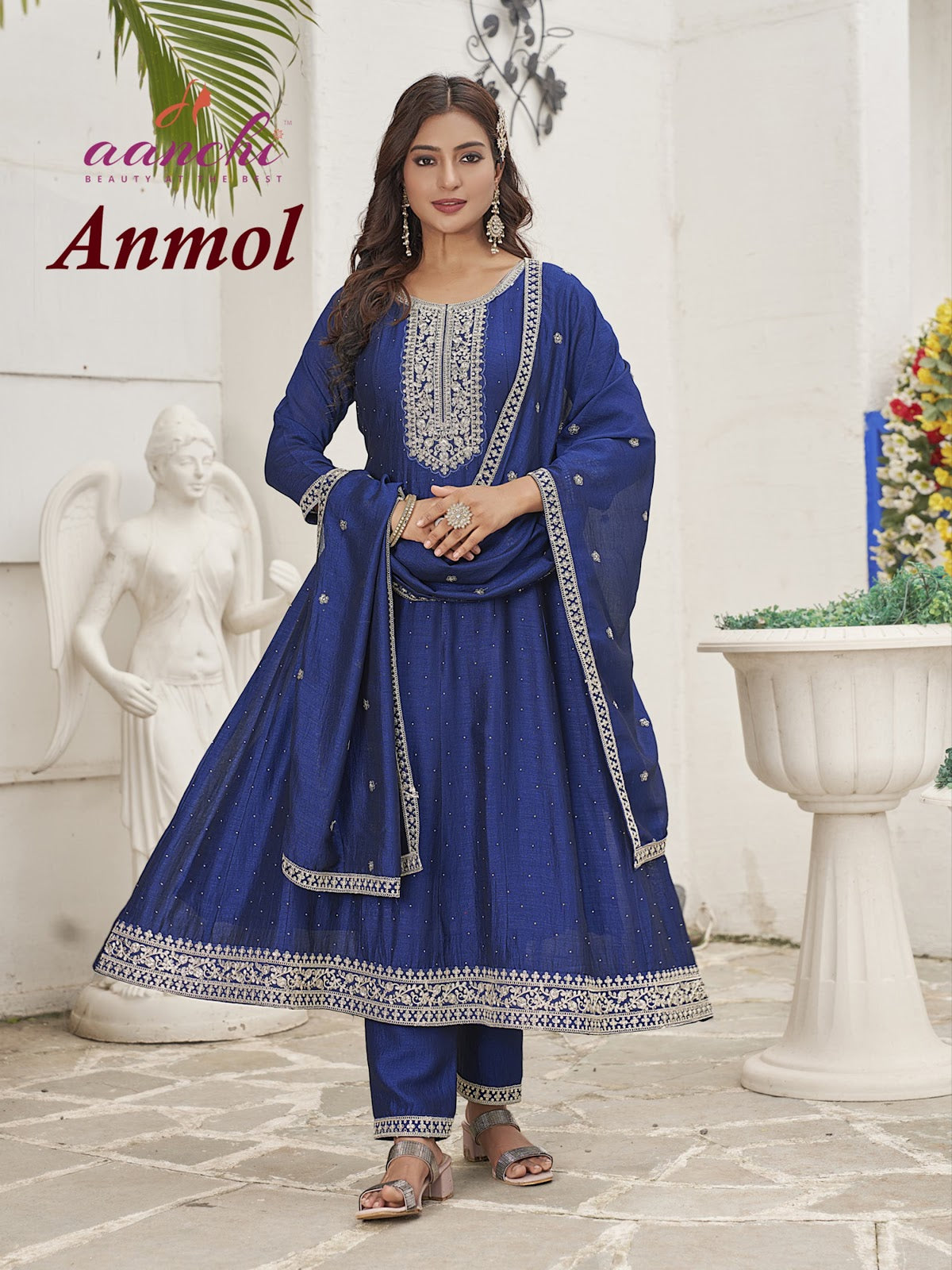 Anmol Aanchi Vichitra Silk Readymade Anarkali Suits Exporter Gujarat