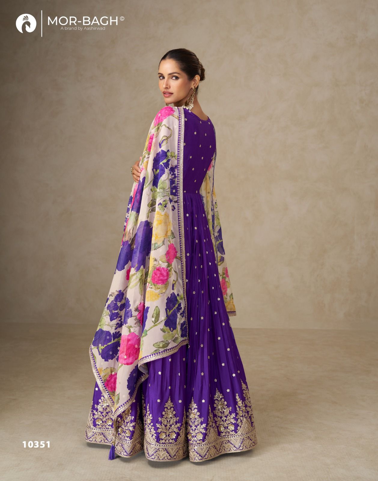 Anmol Aashirwad Mor Bagh Chinnon Silk Readymade Anarkali Suits Wholesaler Ahmedabad