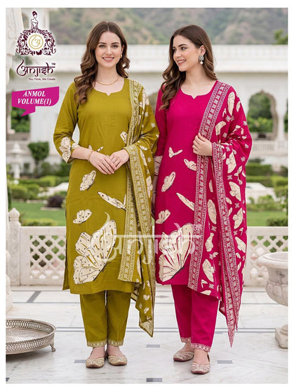 Anmol Anjish Reyon Readymade Pant Style Suits Wholesaler Ahmedabad