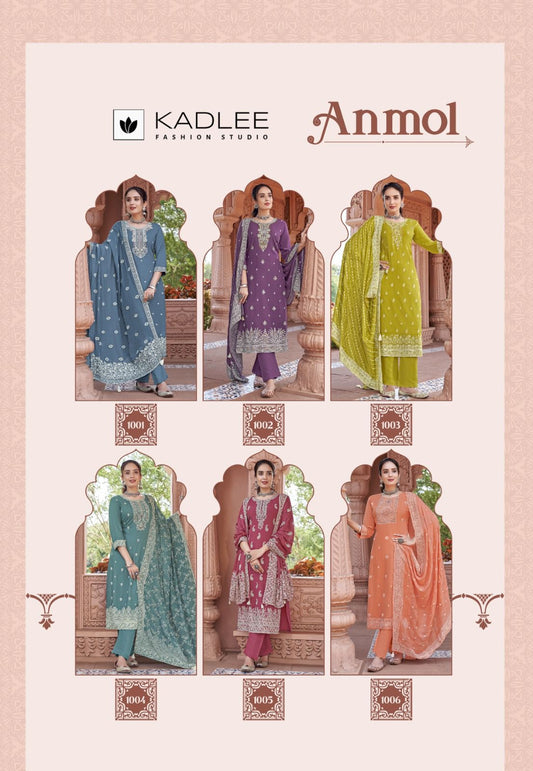 Anmol Kadlee Heavy Rayon Readymade Pant Style Suits Supplier Ahmedabad