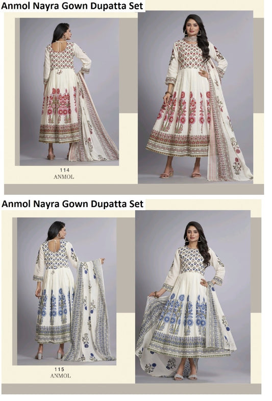 Anmol Nayra Cotton Gown Dupatta Set Exporter Ahmedabad