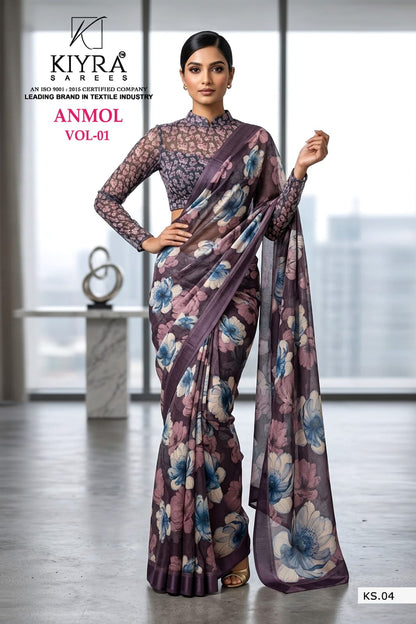 Anmol Vol 1 Kiyra Chiffon Sarees Wholesaler