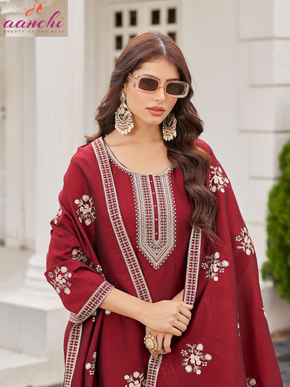 Annie Aanchi Crystal Silk Readymade Anarkali Suits Supplier