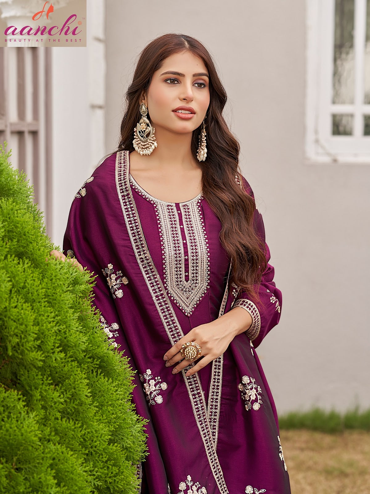 Annie Aanchi Crystal Silk Readymade Anarkali Suits Supplier