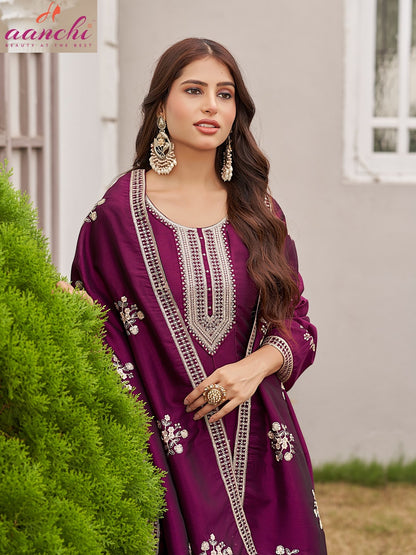 Annie Aanchi Crystal Silk Readymade Anarkali Suits Supplier