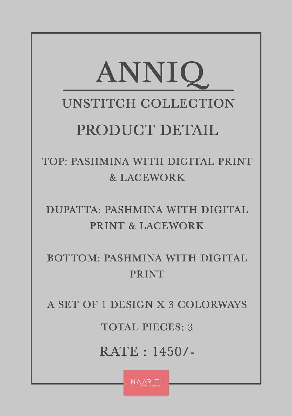 Anniq Naariti Pashmina Suits Wholesaler Ahmedabad