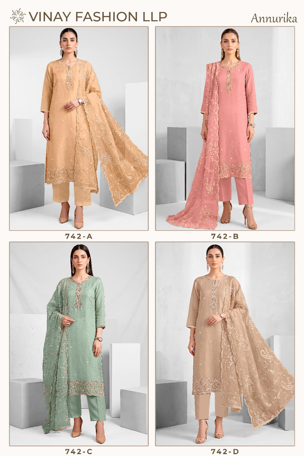 Annurika Vinay Fashion Llp Soft Shine Pant Style Suits Supplier Gujarat
