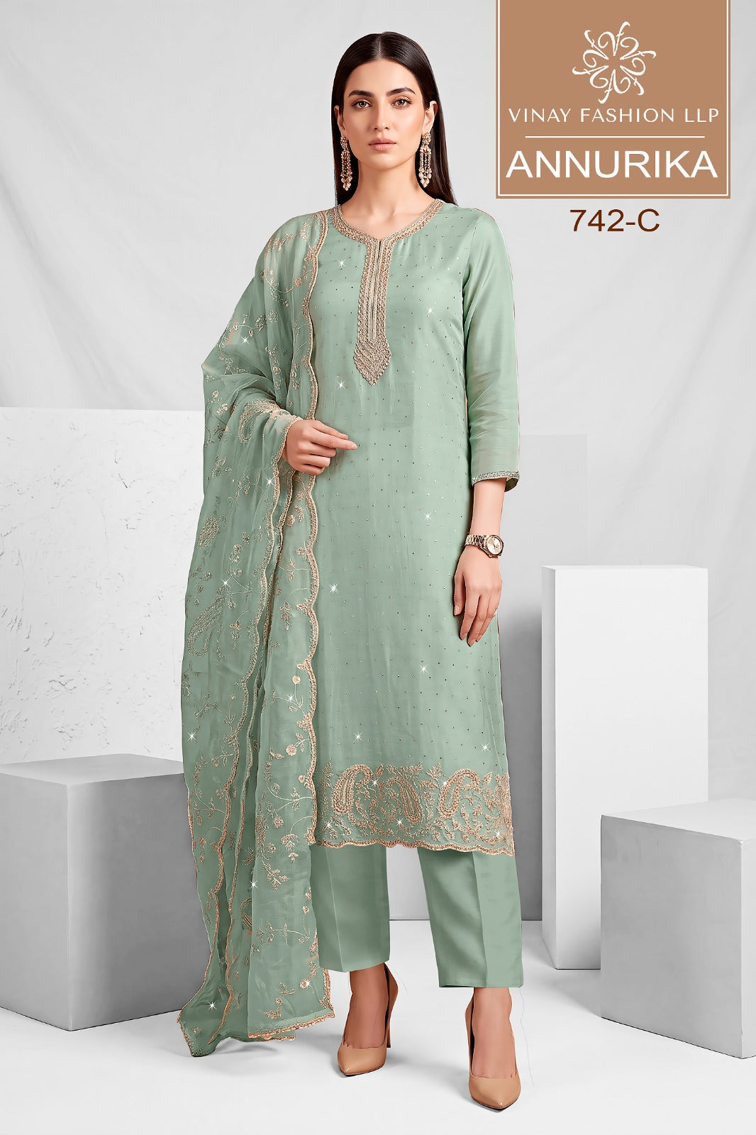 Annurika Vinay Fashion Llp Soft Shine Pant Style Suits Supplier Gujarat