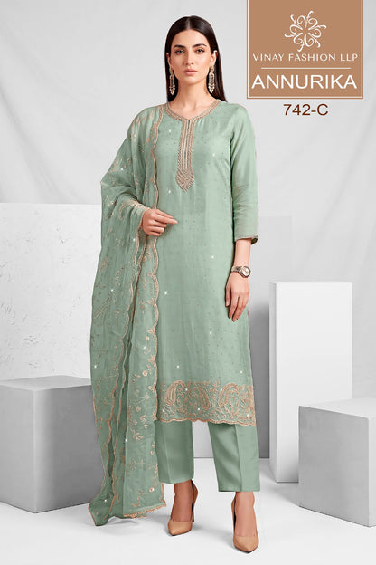 Annurika Vinay Fashion Llp Soft Shine Pant Style Suits Supplier Gujarat