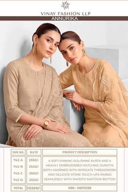 Annurika Vinay Fashion Llp Soft Shine Pant Style Suits Supplier Gujarat