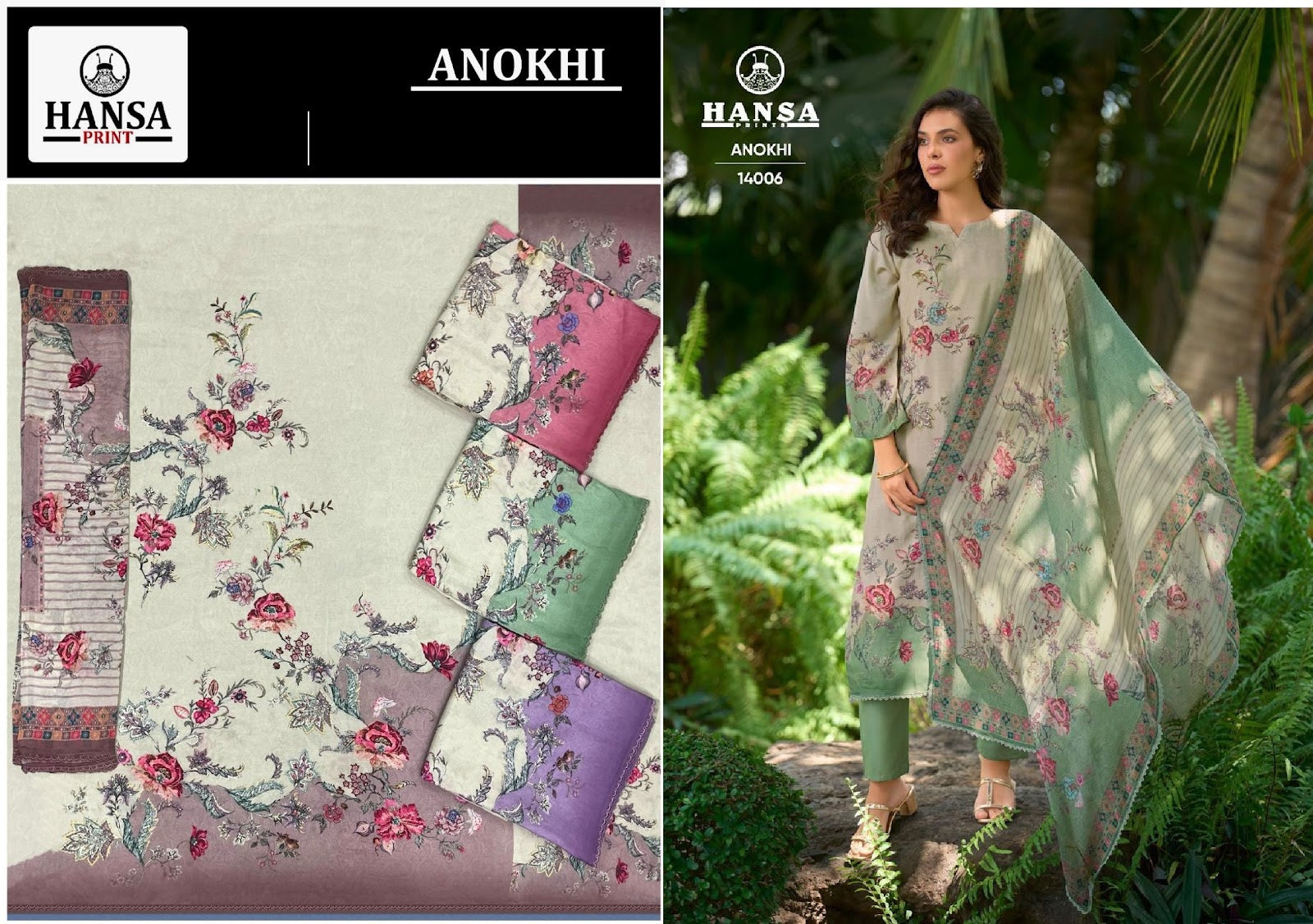 Anokhi 14006 Hansa Prints Muslin Pant Style Suits Supplier Gujarat