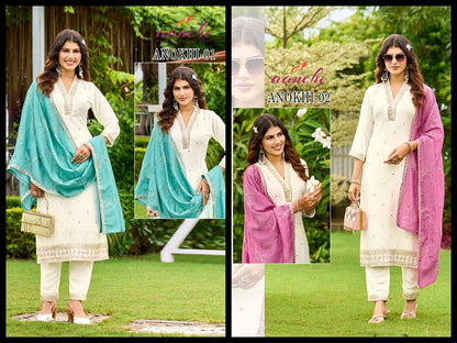Anokhi Aanchi Vichitra Silk Readymade Pant Style Suits Wholesale