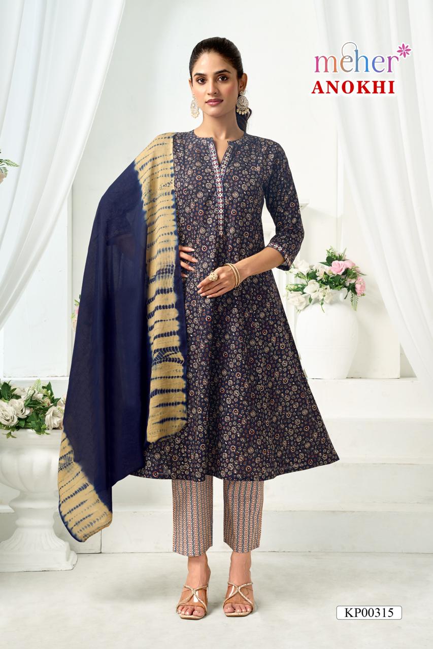 Anokhi Meher Cambric Readymade Anarkali Suits Wholesaler Gujarat
