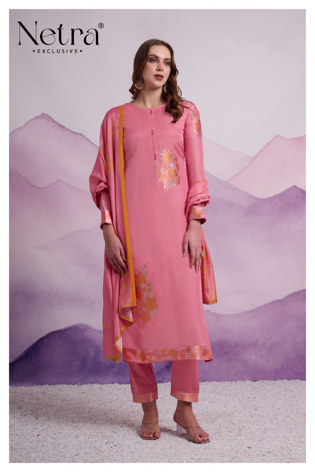 Anokhi Netra Bemberg Muslin Pant Style Suits Manufacturer India