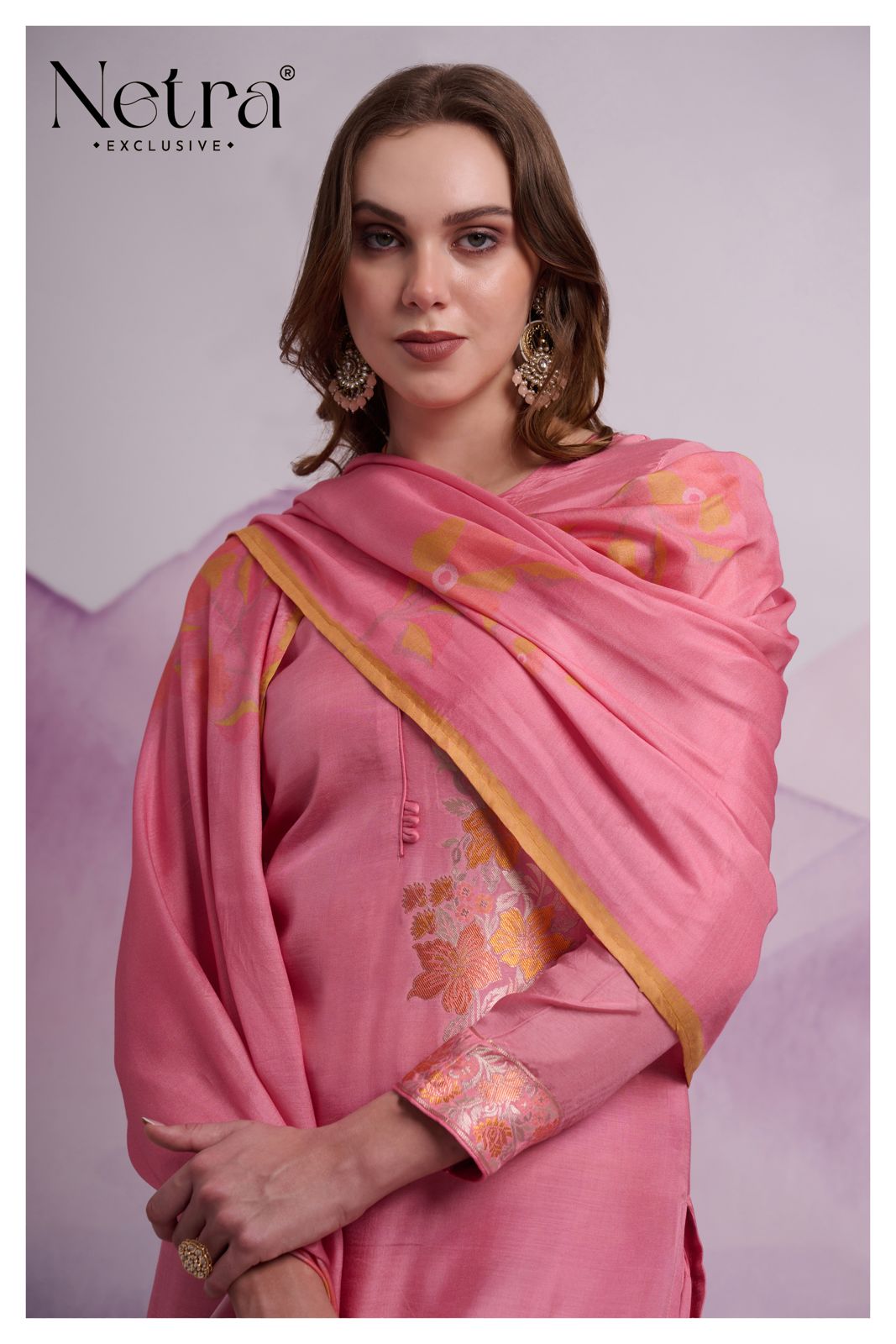 Anokhi Netra Bemberg Muslin Pant Style Suits Manufacturer India