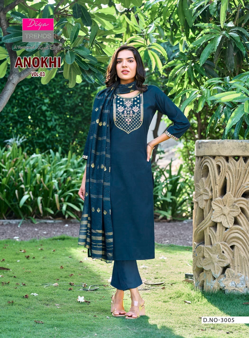 Anokhi Vol 3 Kajal Style Diya Trends Roman Silk Readymade Pant Style Suits Supplier Gujarat