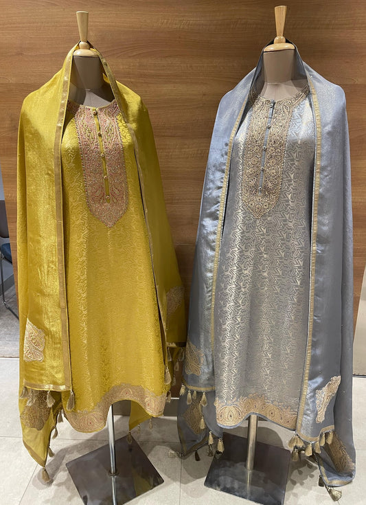 Anom Naariti Silk Jacquard Pant Style Suits Manufacturer Ahmedabad
