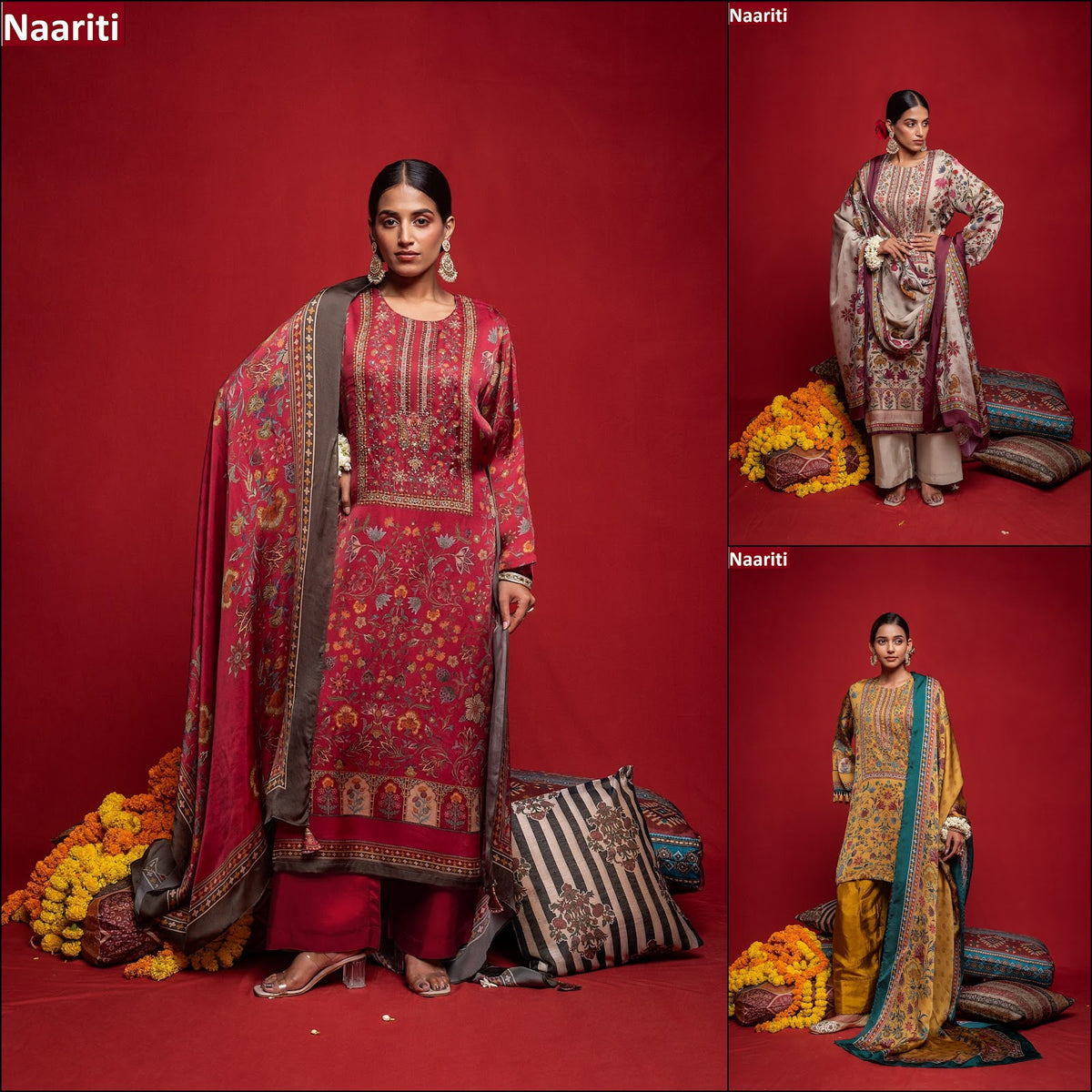 Anouk Naariti Organza Satin Pant Style Suits Wholesaler