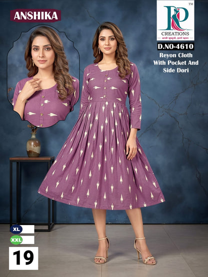 Anshika Rd Reyon Anarkali Kurtis Wholesale Price