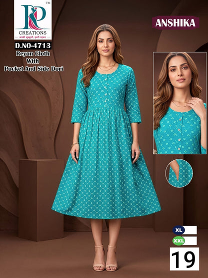 Anshika Rd Reyon Anarkali Kurtis Wholesale Price
