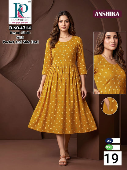 Anshika Rd Reyon Anarkali Kurtis Wholesale Price