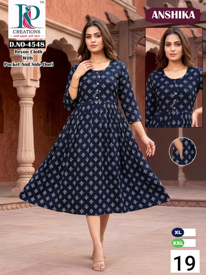 Anshika Rd Reyon Anarkali Kurtis Wholesale Price