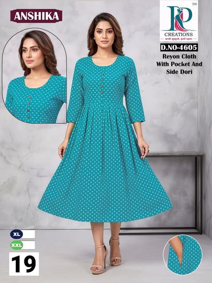 Anshika Rd Reyon Anarkali Kurtis Wholesale Price