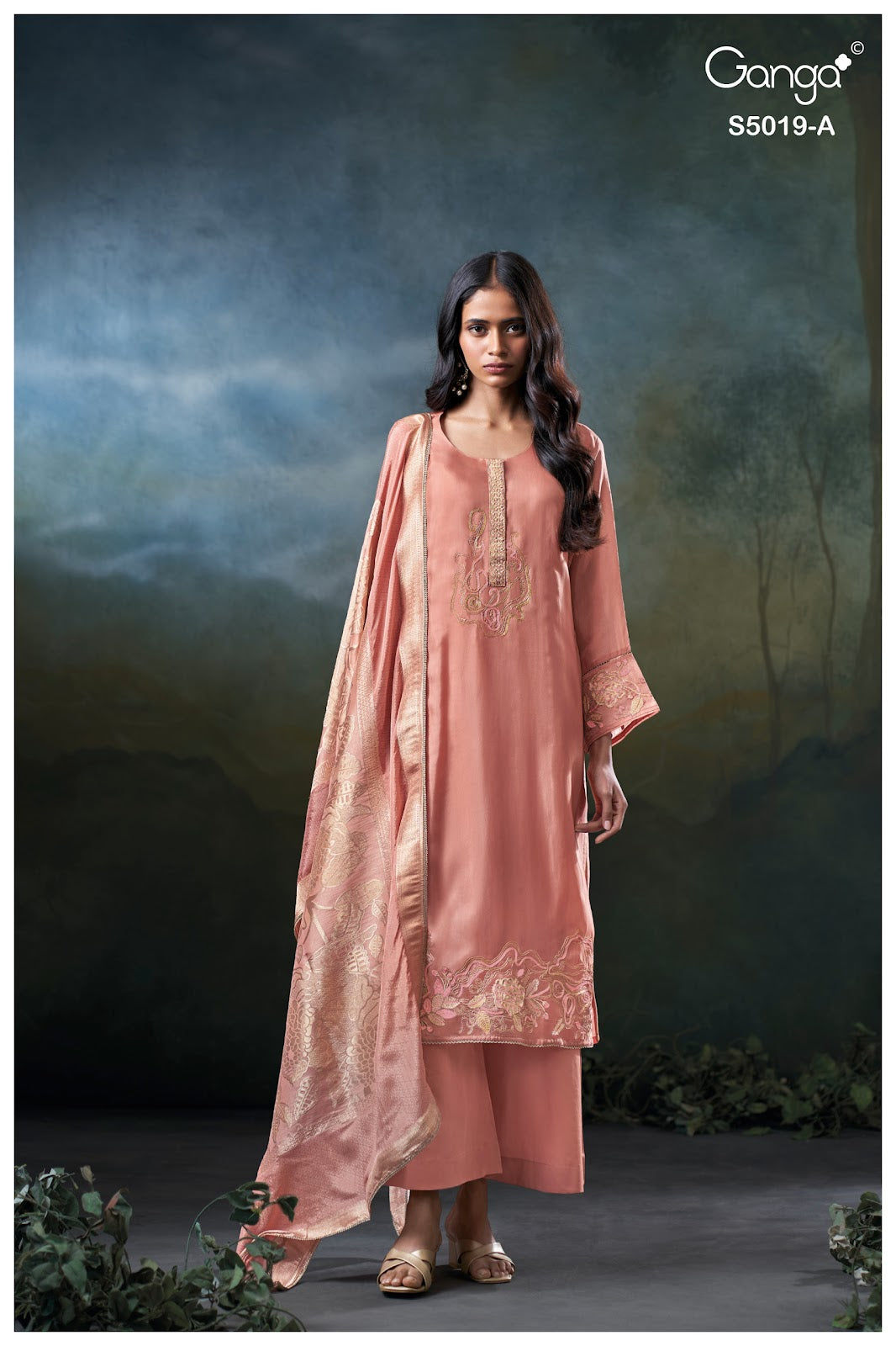 Anshika S5019 Ganga Bemberg Silk Pant Style Suits Supplier