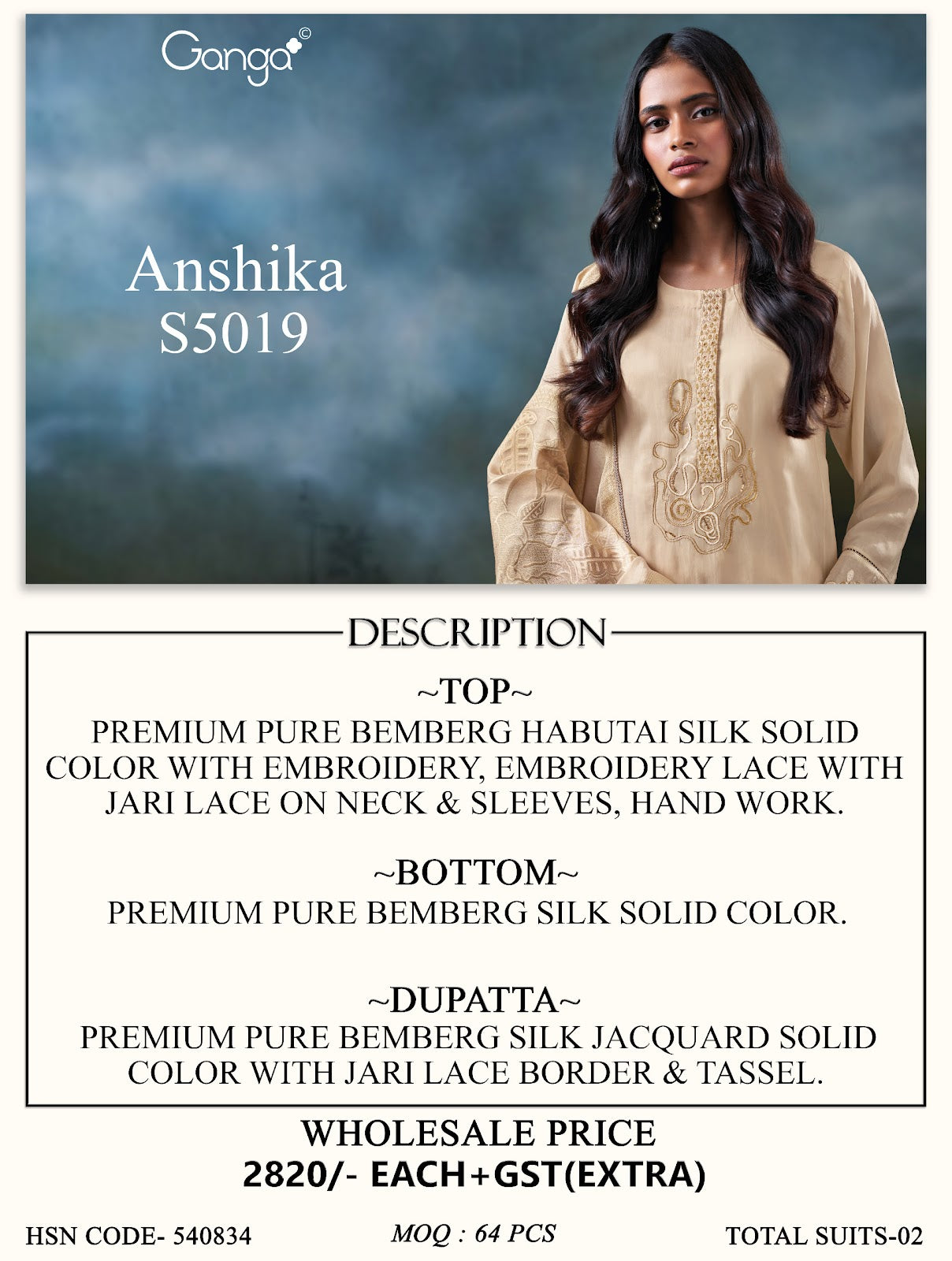 Anshika S5019 Ganga Bemberg Silk Pant Style Suits Supplier