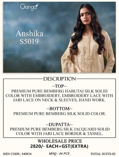 Anshika S5019 Ganga Bemberg Silk Pant Style Suits Supplier