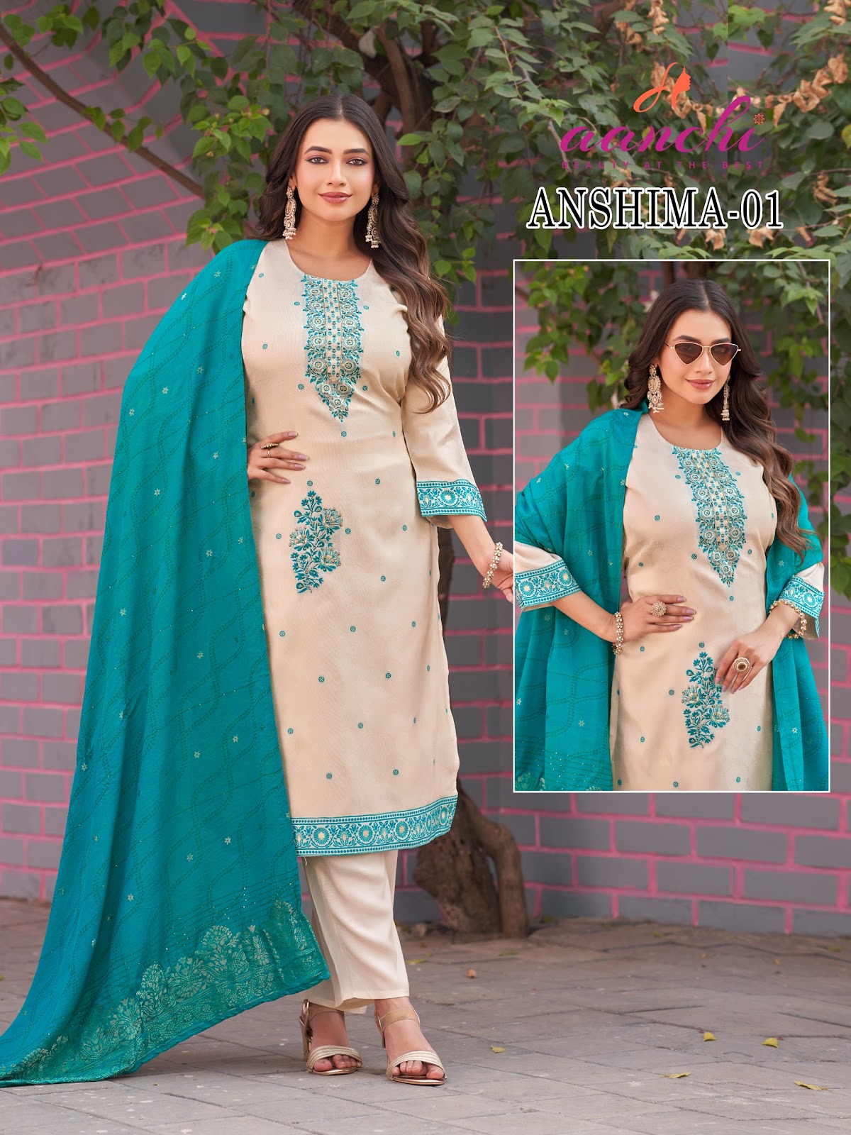 Anshima Mayuri Aanchi Cosmos Readymade Pant Style Suits Wholesaler Gujarat